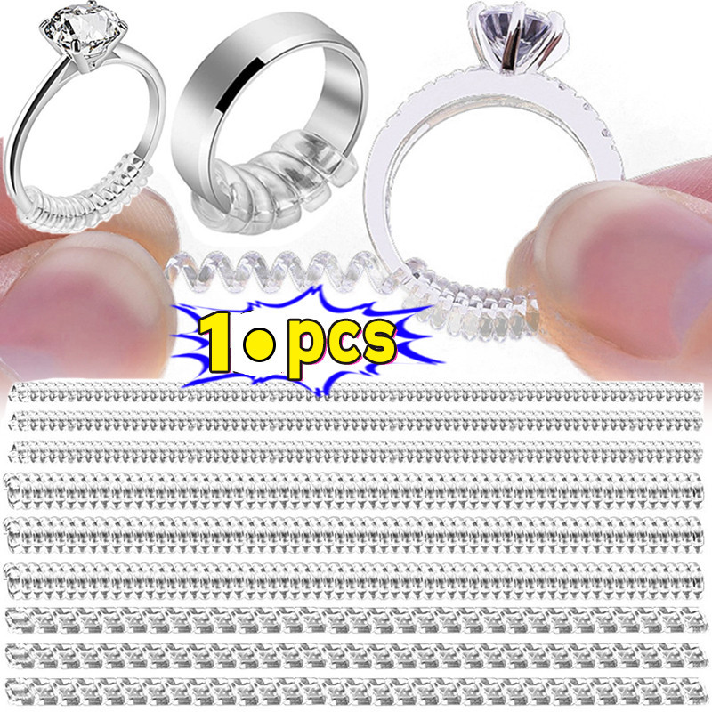 ซิลิโคนที่มองไม่เห็นเกลียวใสแหวนสปริงขนาด Resizer – ขนาดแหวนลดเครื่องมือเกลียวสปริงตามแหวน Fit แหวน – เครื่องประดับเครื่องมือ Firminger Accessorie