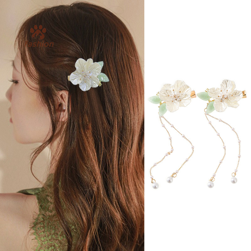 [แฟชั่น] สไตล์จีนดอกไม้สดมุก sel Hairpins แฟชั่นอารมณ์คลิปผมสําหรับผู้หญิงสาวหรูหราคลาสสิกอุปกรณ์เสริมผม {TH}