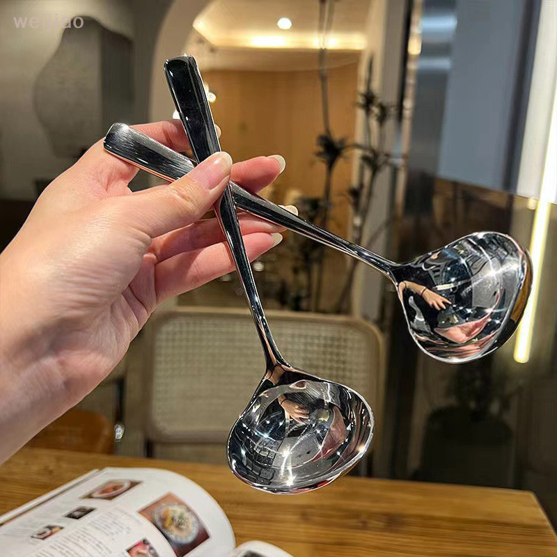 [WEI] ช้อนสแตนเลส Thicken ช้อนซุปด้ามยาวสําหรับตักหม้อร้อน Home Kitchen Tableware อุปกรณ์ทําอาหาร GOOD