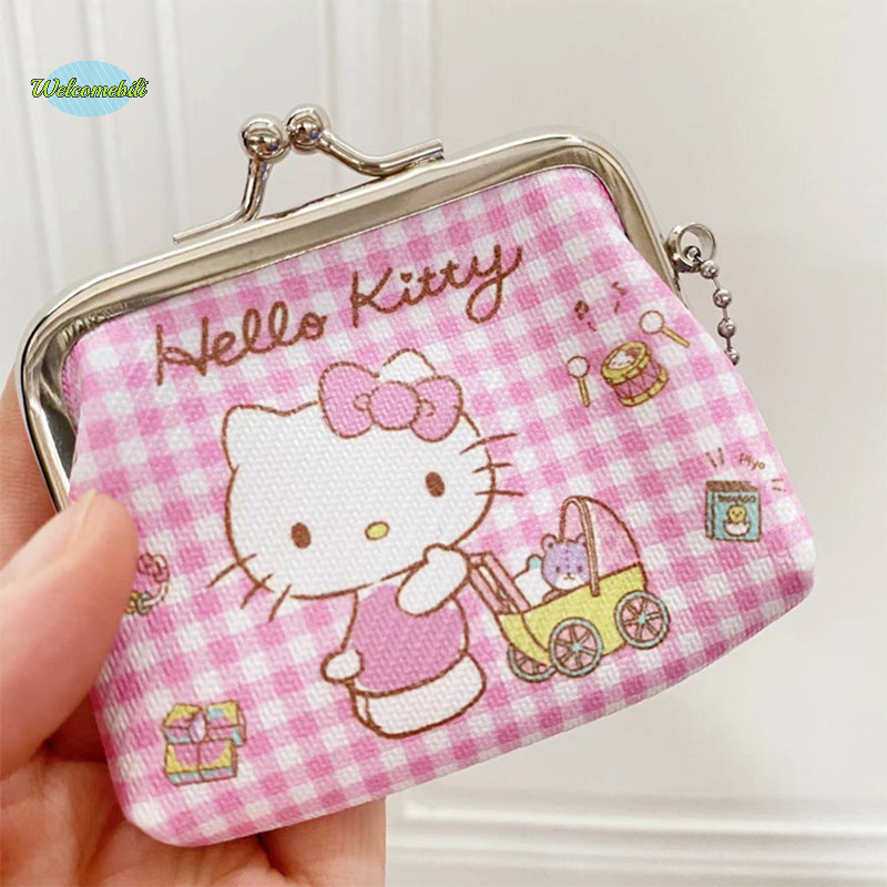 SANRIO [Welcomebili] 1pcหูฟังเหรียญกระเป๋าเก็บแบบพกพาsanrio Kuromi Hello Kittyกระเป๋าเงินเหรียญเล็กๆDIYจี้น่ารักPUกระเป๋าสตางค์หัวเข็มขัดขนาดเล็กใหม่