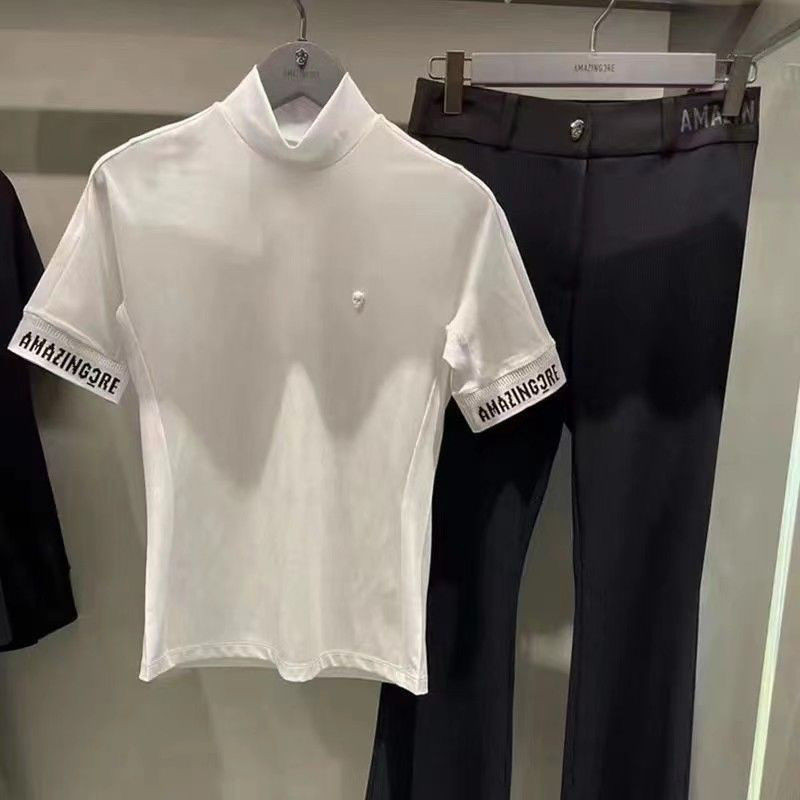 กอล์ฟเกาหลีเสื้อแฟชั่นผู้หญิงเข้ารูปกีฬาแขนสั้นยืดดูผอม - รูปที่ 3