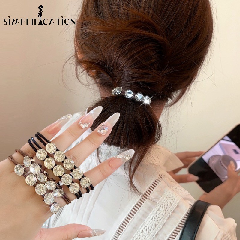 3 ชิ้น Elegant Elastic Rhinestone เชือกผมผู้ถือผมหางม้า - แฟชั่นหวานคุณภาพสูง Hairband - ผู้หญิง Headwear อุปกรณ์เสริม