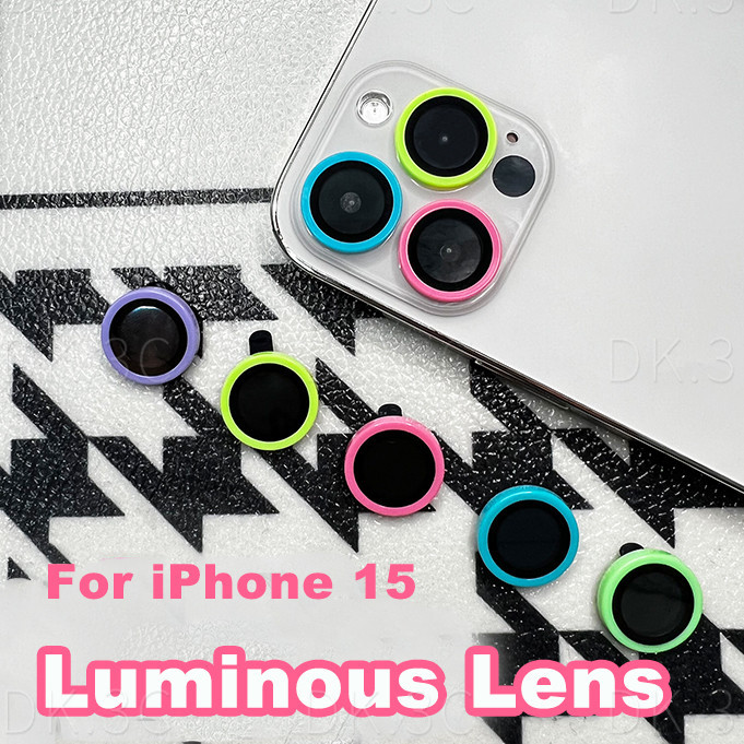 สําหรับ iPhone 11 12 13 14 15 16 Pro Max / 14 15 16 Plus 13 12 mini lumminated กล้องเลนส์ Protector กระจกนิรภัยเซรามิค Luminous กล้องเลนส์ป้องกันฟิล์ม