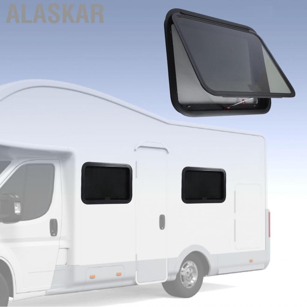 ALASKAR 762x559 มม. หน้าต่างทางออก RV ป้องกันรังสียูวี Push Out Camper พร้อมหน้าจอสุทธิและแหวนตัดสำหรับผนังหนา 1.6-2 นิ้ว