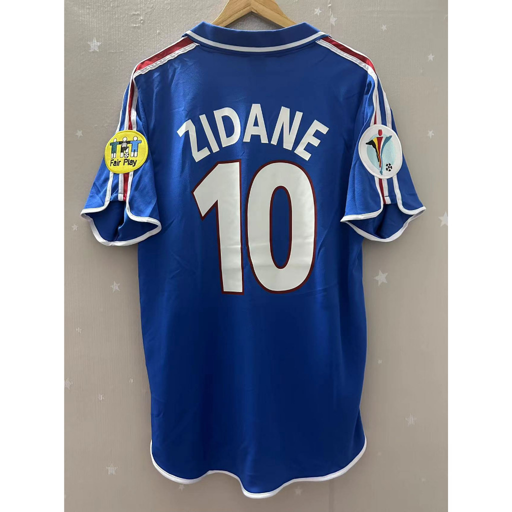 รูปแบบใหม่2000 ฝรั่งเศสคุณภาพสูง Home Retro Soccer Jersey เสื้อยืดที่กําหนดเองเสื้อฟุตบอล ZIDANE HENRY