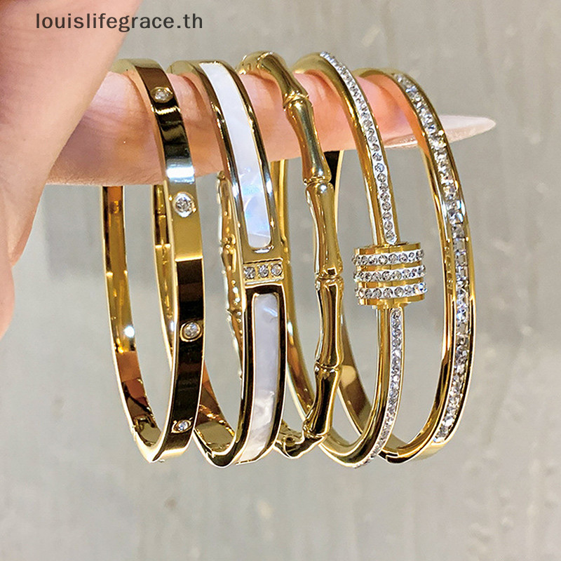 Lgth High-end 18K Golden Titanium Steel Non-Fadeสร้อยข้อมือหญิงธรรมดาแหวนZirconสร้อยข้อมือNicheสร้อยข้อมือร้อน