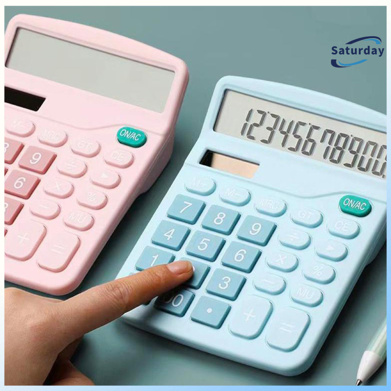 เครื่องคิดเลข12 หลัก2in1ใช้ถ่านหรือแสงก็ได้เครื่องคิดเลขปุ่มใหญ่จอใหญ่หลัก หน้าจอขนาดใหญ่ลายจุดเครื่องเขียนสําหรับโรงเรี