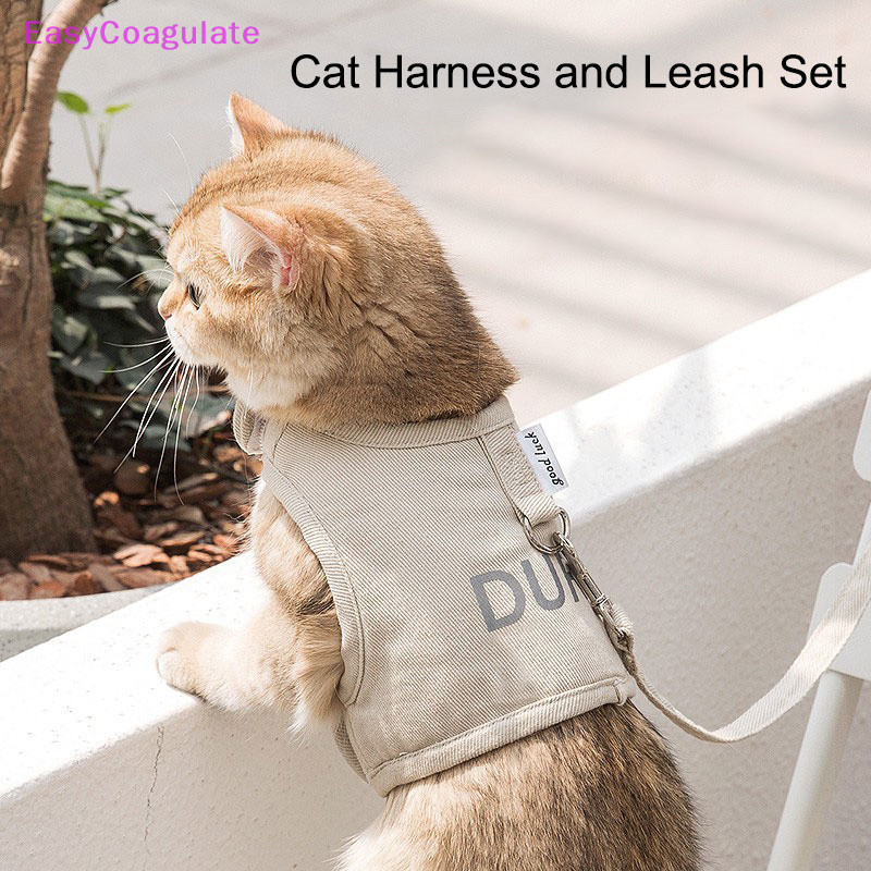 Eas Cat Harness และ Leash ชุดสําหรับเดินลูกแมวและแมว Escape Proof ลูกแมวสายรัด Breathable น้ําหนักเบาตาข่ายนุ่ม Ate
