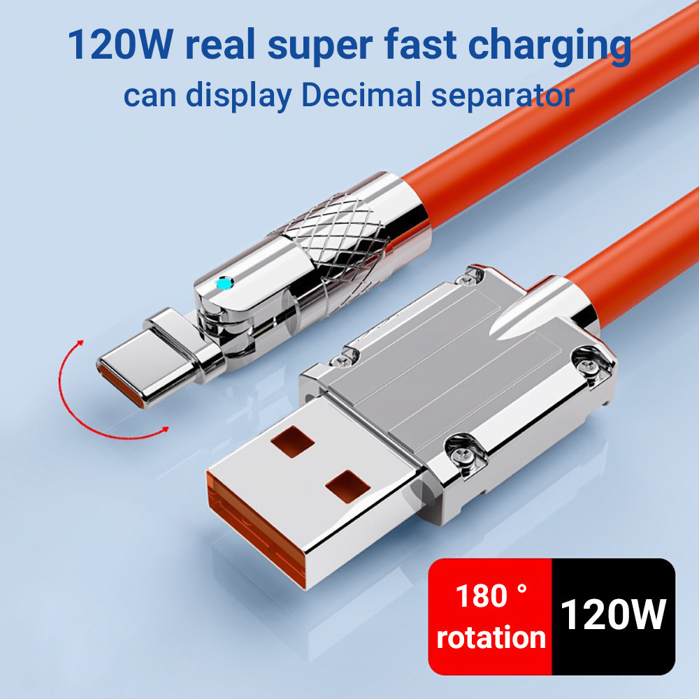 สายชาร์จข้อมูลเร็ว 120W Super Charger Type C ถึง Type C PD Micro Usb