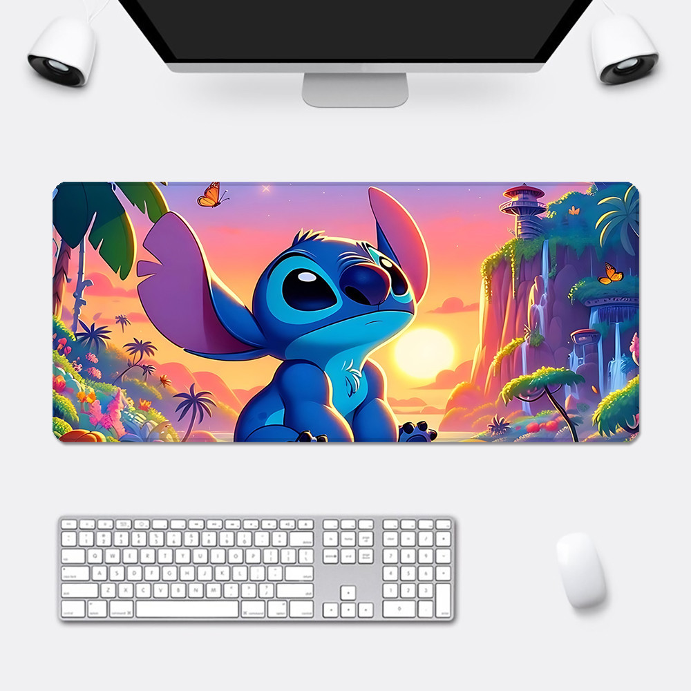 Disney น่ารักการ์ตูน Stitch Mousepad HD พิมพ์คอมพิวเตอร์ Gamers ล็อคขอบแผ่นรองเมาส์กันลื่น XXL90x40 ซม.คีย์บอร์ด PC โต๊ะ Pad