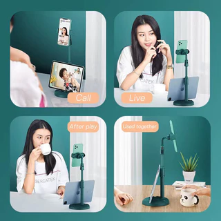 GOOJODOQ ที่วางขาตั้งโทรศัพท์มือถือ 360 หมุนได้เดสก์ท็อป/ขาตั้งออกอากาศแบบปรับได้ (ใส่โทรศัพท์มือถือ/แท็บเล็ต)