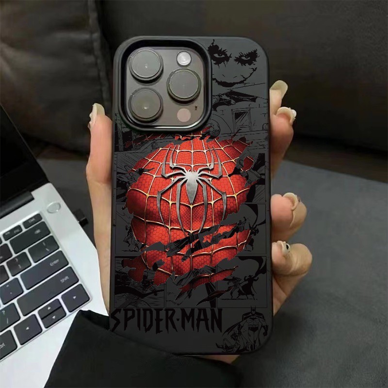 จัดส่งทันที เคสไอโฟน11 12 13 14 15 Pro Max กันกระแทก Black Spider-Man Deluxe Case For iPhone 11,12,13,14,15PM,14PM