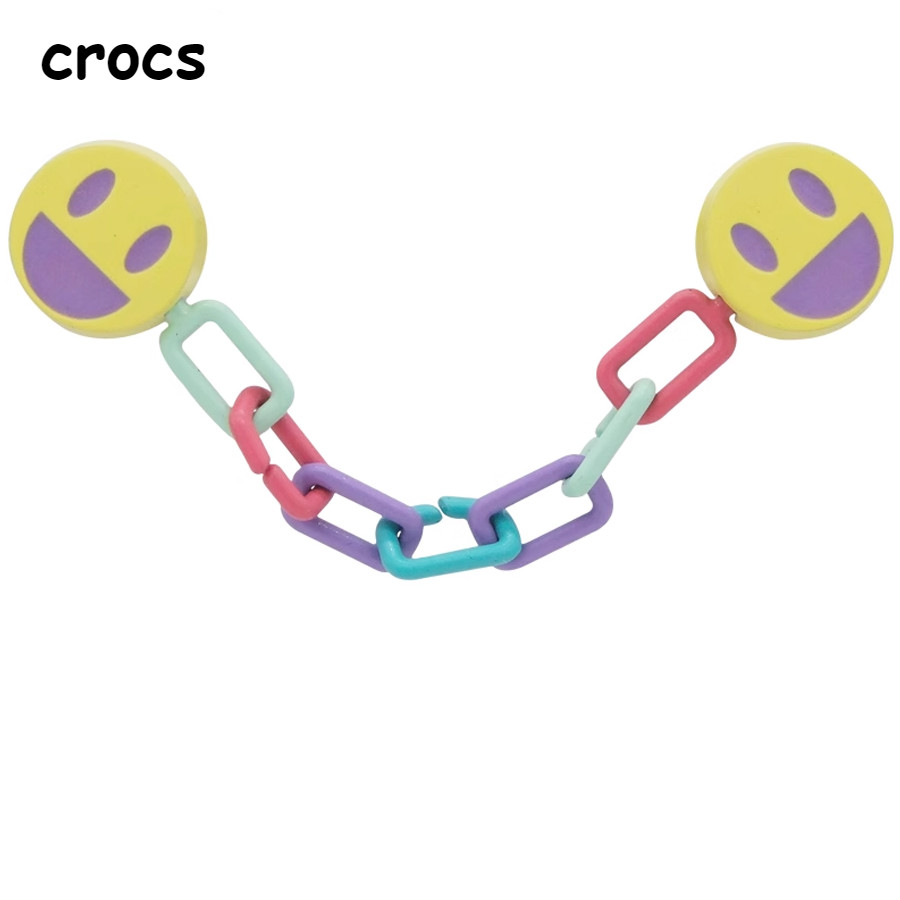 Crocs Jibbitz Charms แฟชั่นสาวรองเท้าแตะรองเท้าหัวเข็มขัด DIY โลหะตกแต่งโซ่สีชมพูอุปกรณ์เสริมรองเท้าดอกไม้ Croc