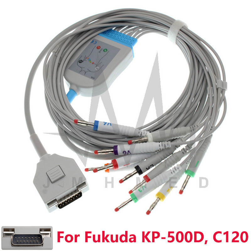 เข้ากันได้กับ Fukuda ME EKG Monitor KP-500D C120 10 Lead ECG Banana/Din/Snap/clip/VET สายตะกั่วคลิปพ