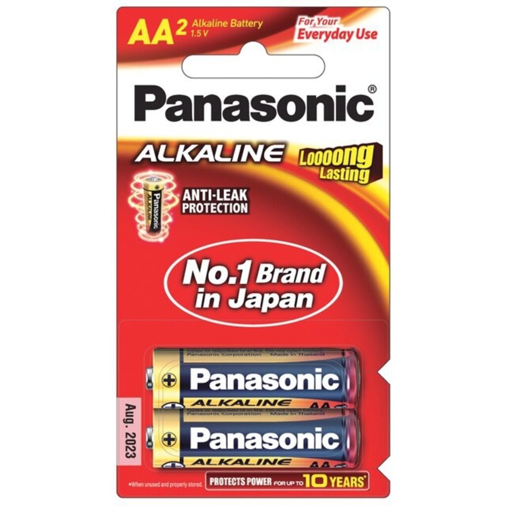 ทนทาน ถ่านอัลคาไลน์ Panasonic LR6T/2B AA (แพ็ค 2 ก้อน)