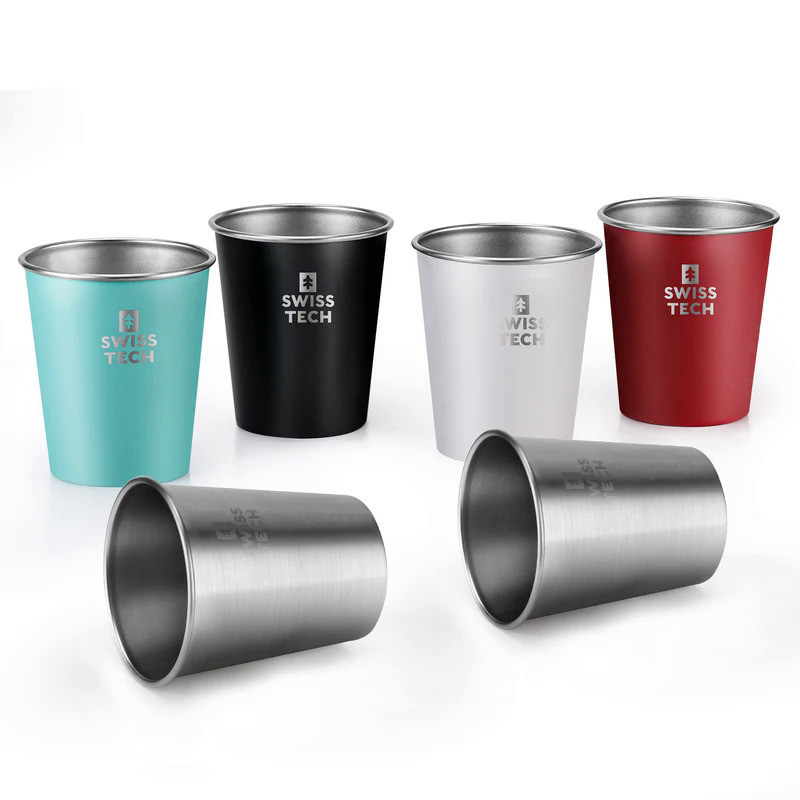 SWISSTECH 6pc A Pack 410ML 14OZ Stainless Steel Beer Cup Cold Water Drinks Outdoor Whisky Wine Cup F