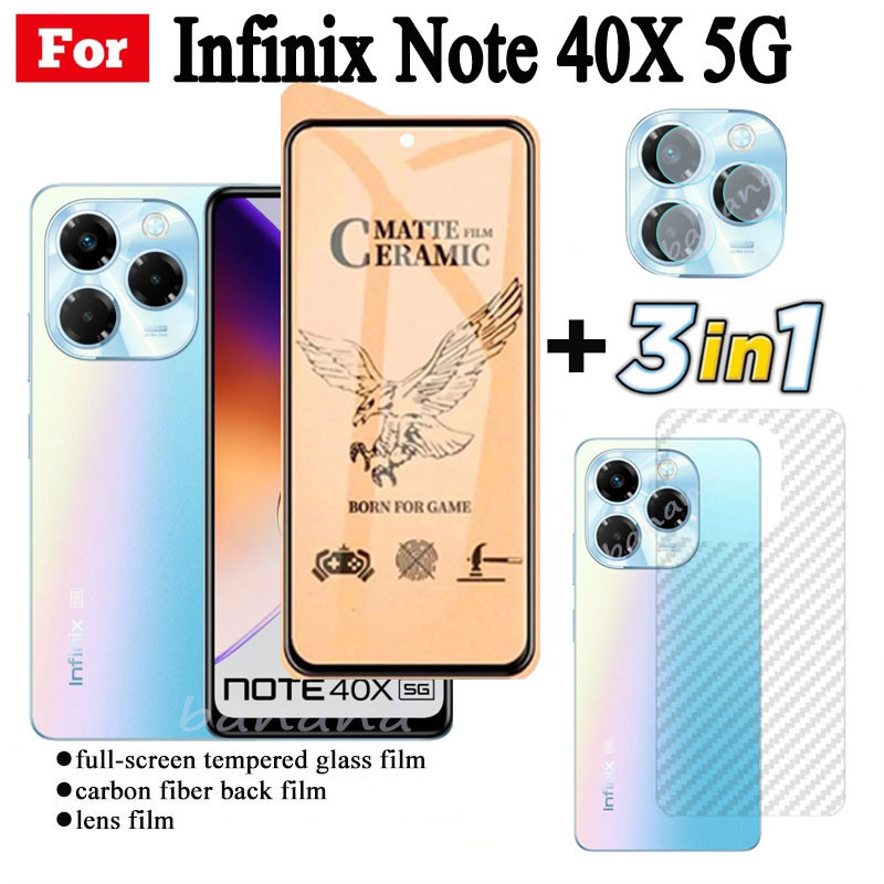 3 IN 1 infinix Note40X เซรามิคกระจกนิรภัยสําหรับ infinix Note 40 30 Hot 40 40i 40 Pro เลนส์กล้องกระจกป้องกันหน้าจอและฟิล์มด้านหลัง