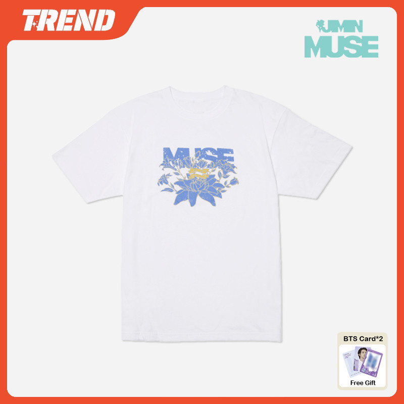 สีขาว a Kpop BANGTAN JIMIN MIUSE Merch ผ้าฝ้ายเสื้อ Tee ผู้ชายและผู้หญิง Plus ขนาดเกาหลีแฟชั่นหลวมพิ