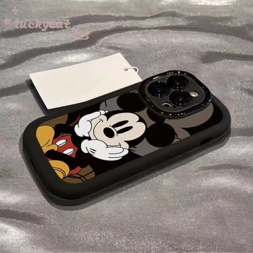 Iphone 15 14 13 12 11 Pro Max X Xr Xs Max 7 8 Plus SE2020 เคสโทรศัพท์การ์ตูน Silly น่ารัก Mickey คู่ฝาครอบโทรศัพท์นุ่ม
