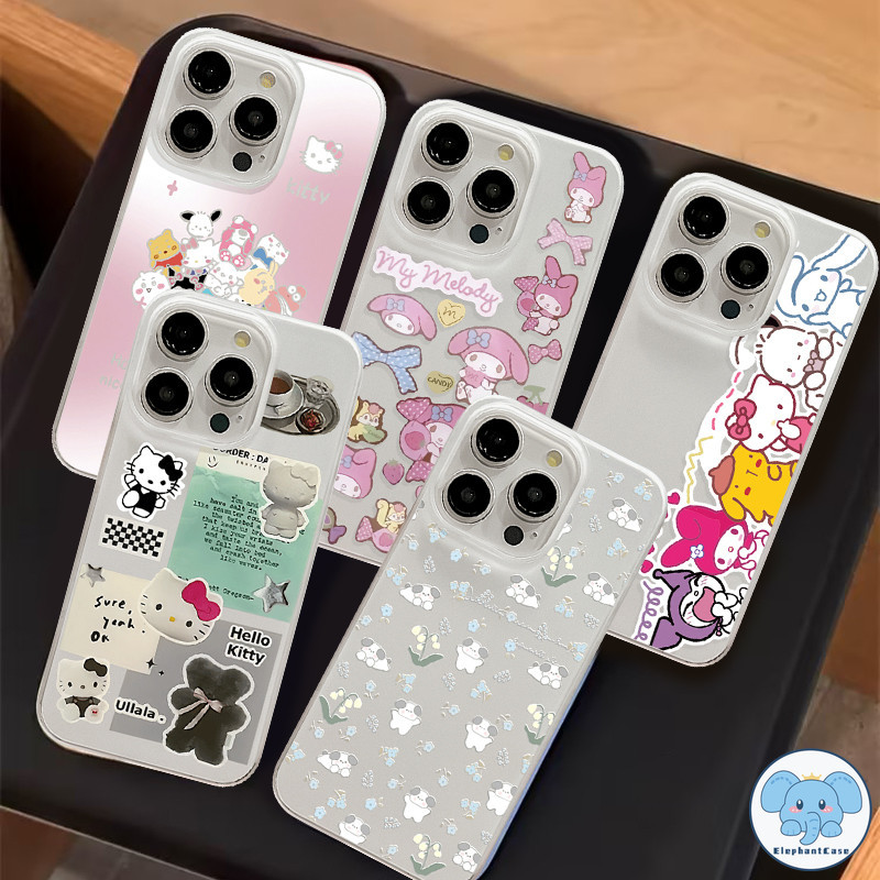 การ์ตูนเมโลดี้ sanrio ปลอกลูกสุนัขลายดอกไม้ใช้ได้กับ IPhone 13 11 7Plus 15 XR 12 14 Pro Max 8Plus X XS MAX SE 2020