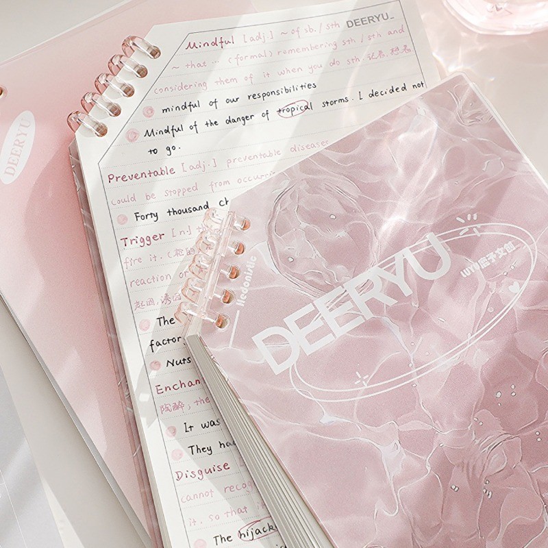 สมุดบันทึกพลิกเอียงสีไล่โทนสีสร้างสรรค์ความจุขนาดใหญ่ ก5/ข5 สมุดโน้ตแบบเกลียวหลวมไดอารี่อเนกประสงค์สําหรับนักเรียน