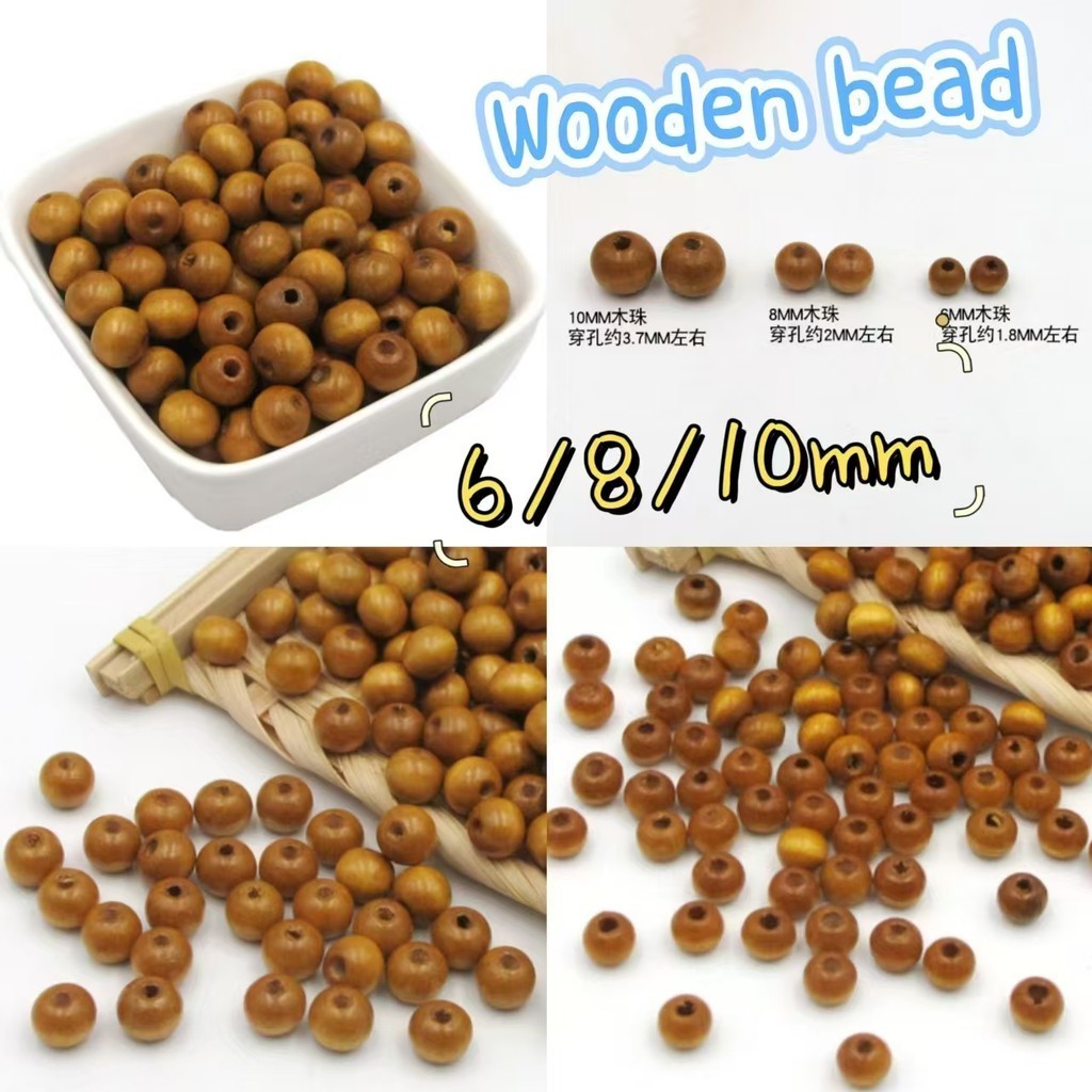 10ชิ้น/ล็อตลูกปัดไม้หลวมลูกปัดอุปกรณ์เสื้อผ้าสร้อยข้อมือสร้อยคอจี้ของขวัญบรรจุภัณฑ์ตกแต่งทําเองมือทอสร้อยข้อมือรอบลูกปัด