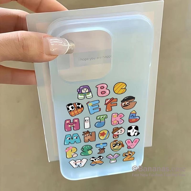 Iphone 15 14 13 12 11 Pro Max X Xr Xs Max 7 8 Plus SE2020 เคสโทรศัพท์การ์ตูนของเล่นเรียงตัวอักษร Matte Soft Clear Cover