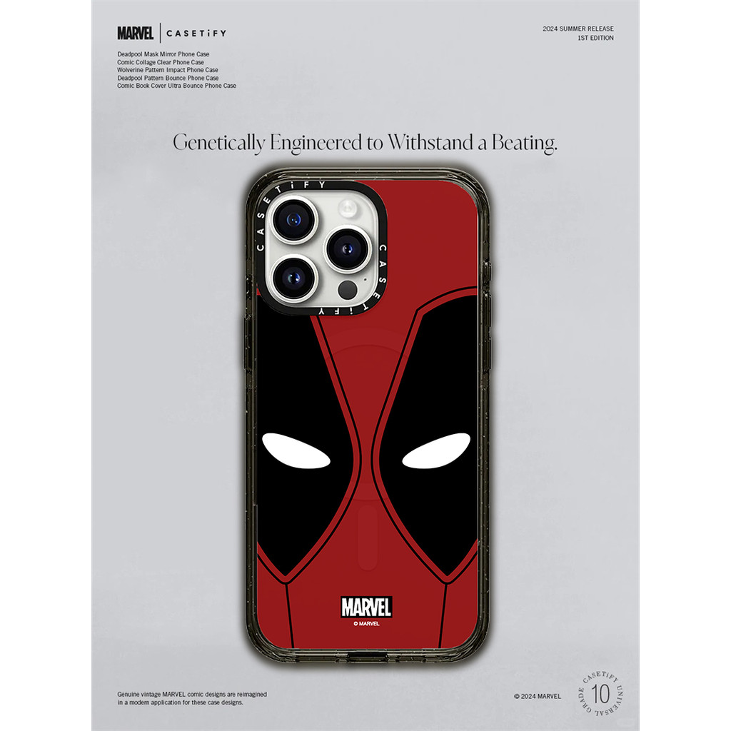 Casetify | Deadpool x Wolverine Deadpool Mask Impact Case แม่เหล็กดูด Hard อะคริลิคกลับ TPU Edge สํา