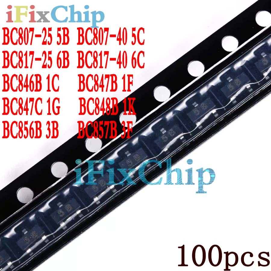 100pcs BC807-25 BC807-40 BC817-25 BC817-40 BC846B BC847B BC848B BC856B BC857B SOT23 ยี่ห้อใหม่