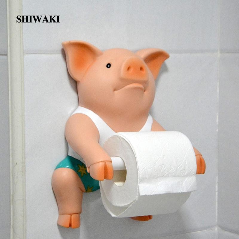 [ชิวากิ] ที่วางกระดาษชําระหมูตลกประติมากรรมติดผนังติดผนังตุ๊กตาสัตว์สร้างสรรค์