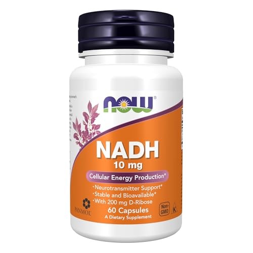 Now Foods NADH 10 มก. พร้อม D-Ribose 200 มก. แคปซูล 60 Veg - Stable & Biomailable NADH