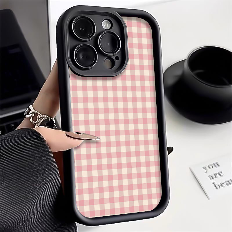 เหมาะสําหรับ IPhone 7 7plus กันน้ํา 8 8plus ลายสก๊อตสีชมพู Xs Xr เคสซิลิโคน 11 12 13 14 15Pro Plus Promax โทรศัพท์ปกหลัง