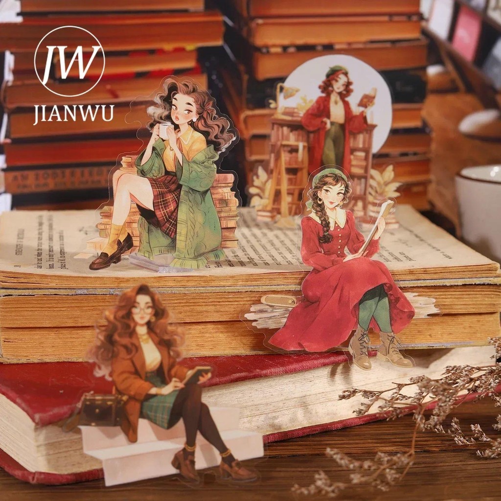 Jianwu Romantic Life Series Vintage ตัวอักษรภูมิทัศน์วัสดุ Collage PET สติกเกอร์ Creative DIY Journal เครื่องเขียน