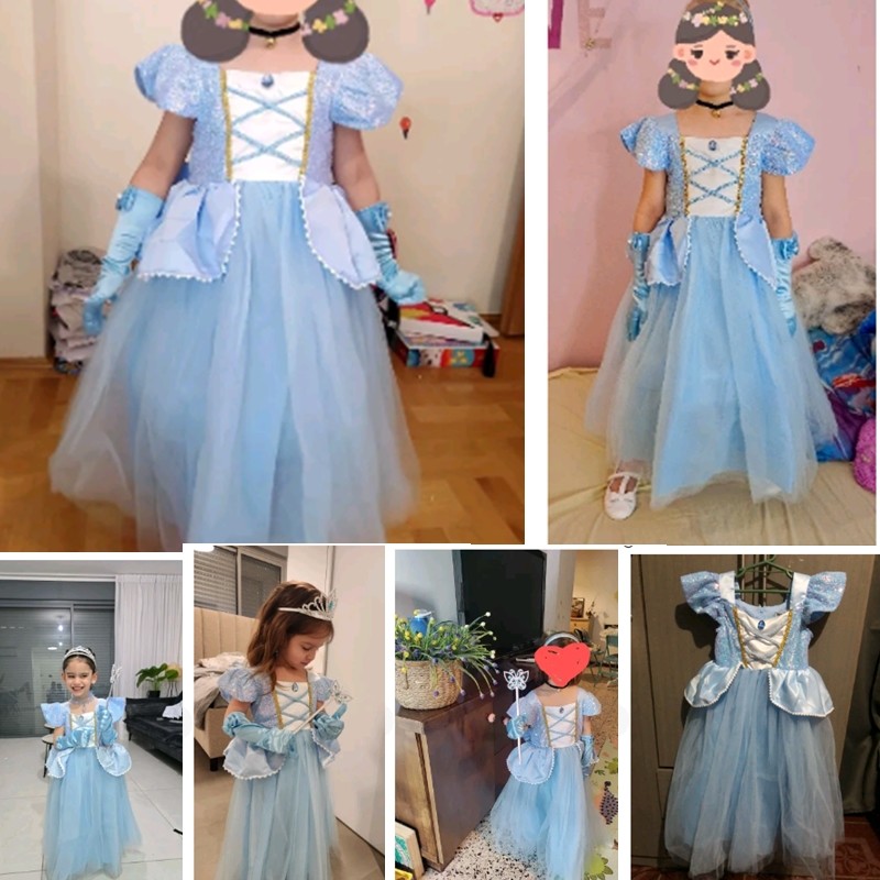 3-10ปีสาวน้อยซินเดอเรลล่าเจ้าหญิงชุดเด็กเล่นตามบทบาทเครื่องแต่งกายฮาโลวีนเทศกาลวันเกิดพรรคสีฟ้าชุดสาวเครื่องแต่งกายชุด - รูปที่ 4