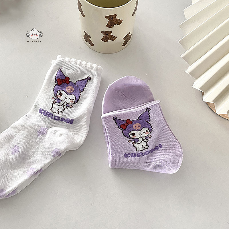 {maybest} ใหม่ Kawaii น่ารัก Kuromi ถุงเท้า Casual อเนกประสงค์ Ins สาวคริสต์มาสของขวัญสําหรับแฟน {TH}