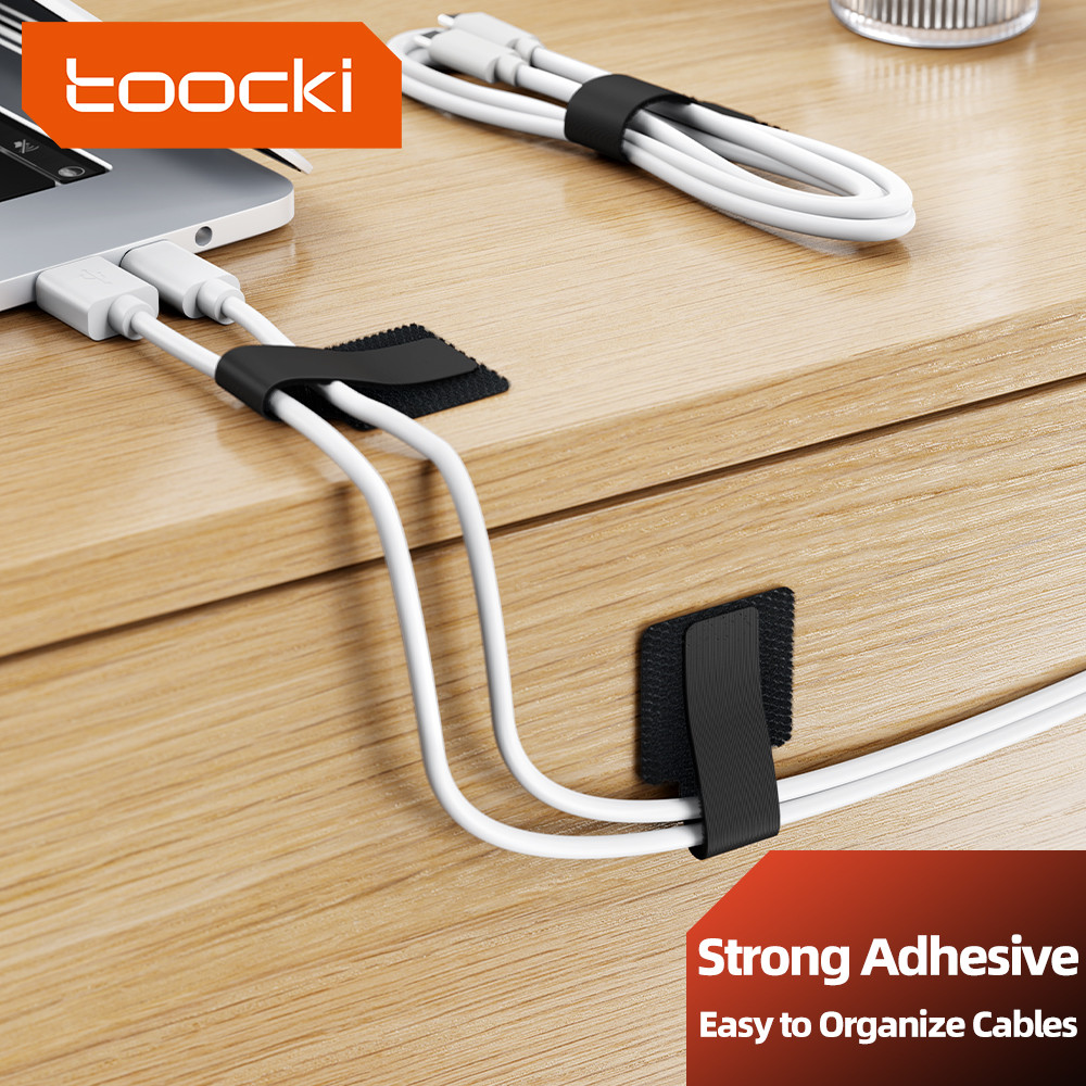 Toocki 5/10/20pcs กลับ-กาวกาวสายผูกมัลติฟังก์ชั่ Velcro เทป Strong กาว Interlocking Bundling เทปเรียบร้อยจัดระเบียบ Polyamide สายไฟ