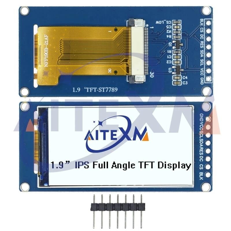 1.9 นิ้ว IPS Full มุมจอแสดงผล TFT จอแสดงผล LCD สีโมดูล SPI Serial Port ความละเอียดสูง 170x320 ST7789 สําหรับ Arduino