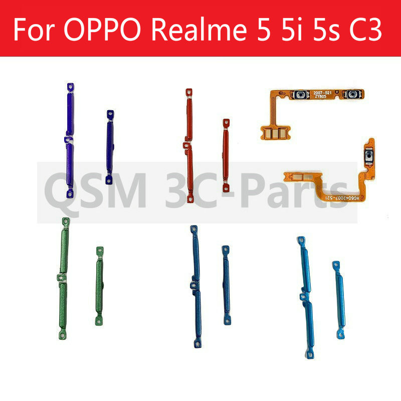 & สําหรับ OPPO Realme 5 5i C3 เปิด/ปิดปุ่มสวิทช์ด้านข้าง Volume Up Down ปุ่ม Flex Cable อะไหล่และ