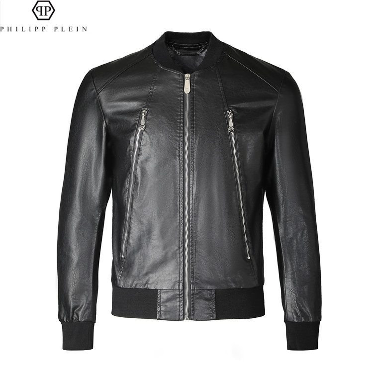 Philipp Plein Mens Jacket เสื้อแจ็คเก็ตหนังนักบิน 6975