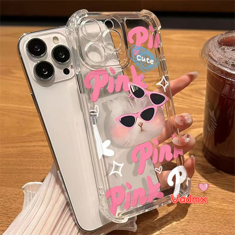 Cool Pink CatปลอกใสสําหรับVivo Y19s 4G Y300 Y37 Pro 5G V40 Pro Lite V40E Y200 X200 Pro Mini Y28 iQOO