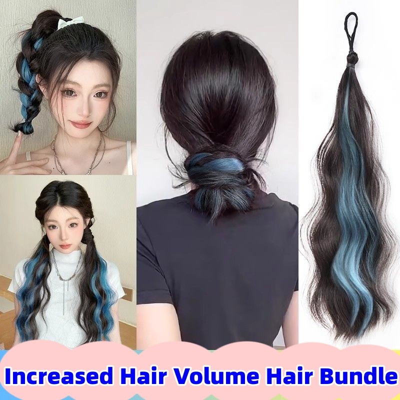 ไฮไลท์ผมหางม้าหยักสังเคราะห์ Bundle สีน้ําตาลสีดํา Self-winding Hair Bundle Extension ผสมสีชมพูธรรมช