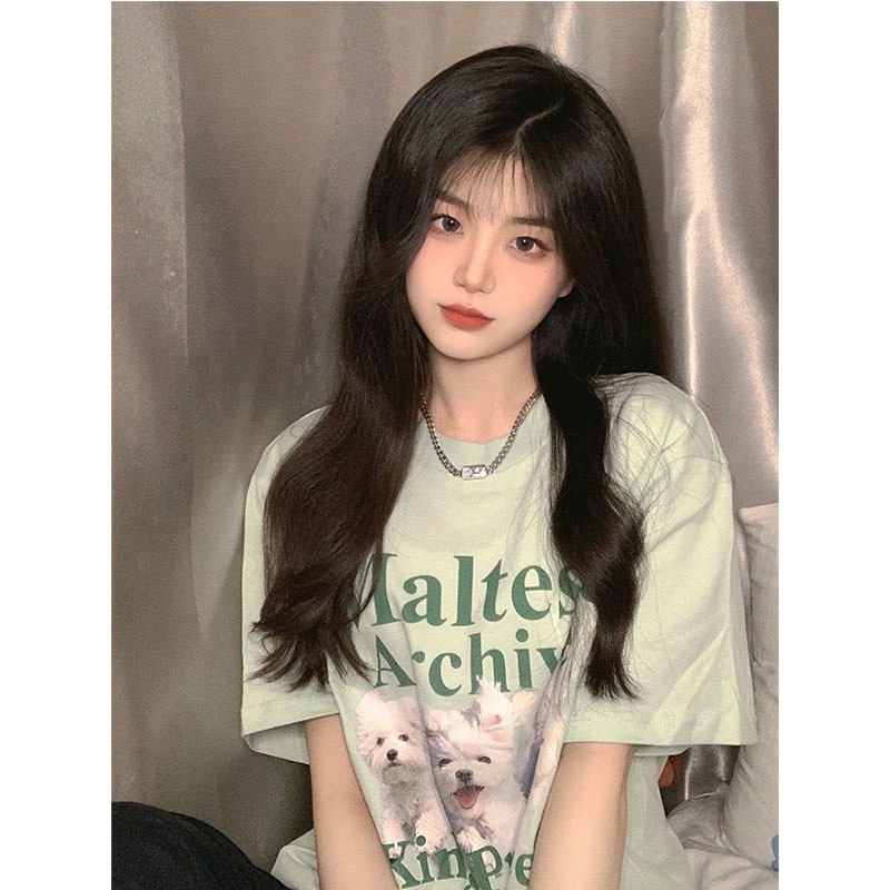 ขายร้อน🤩 TAO SHOP ใหม่เสื้อยืดแขนสั้นเสื้อยืดลายสุนัข เสื้อยืดเขียวอ่อน มาใหม่สีสวย ใส่สบายม๊ากก ผ้า