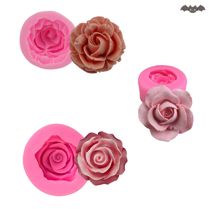 [PE] 3d Flower Rose shape Silicone Fondant Soap Cake Mold Cupcake Baking Tool TH
