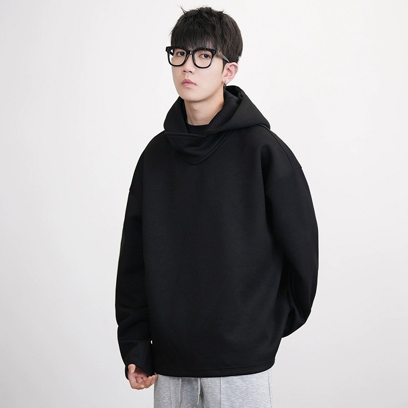 สไตล์ใหม่ฤดูใบไม้ผลิฤดูใบไม้ร่วง Niche Street สวมใส่ออกแบบผู้ชายหลวมสบายๆ Stand-Up Collar Hooded High-End Sw