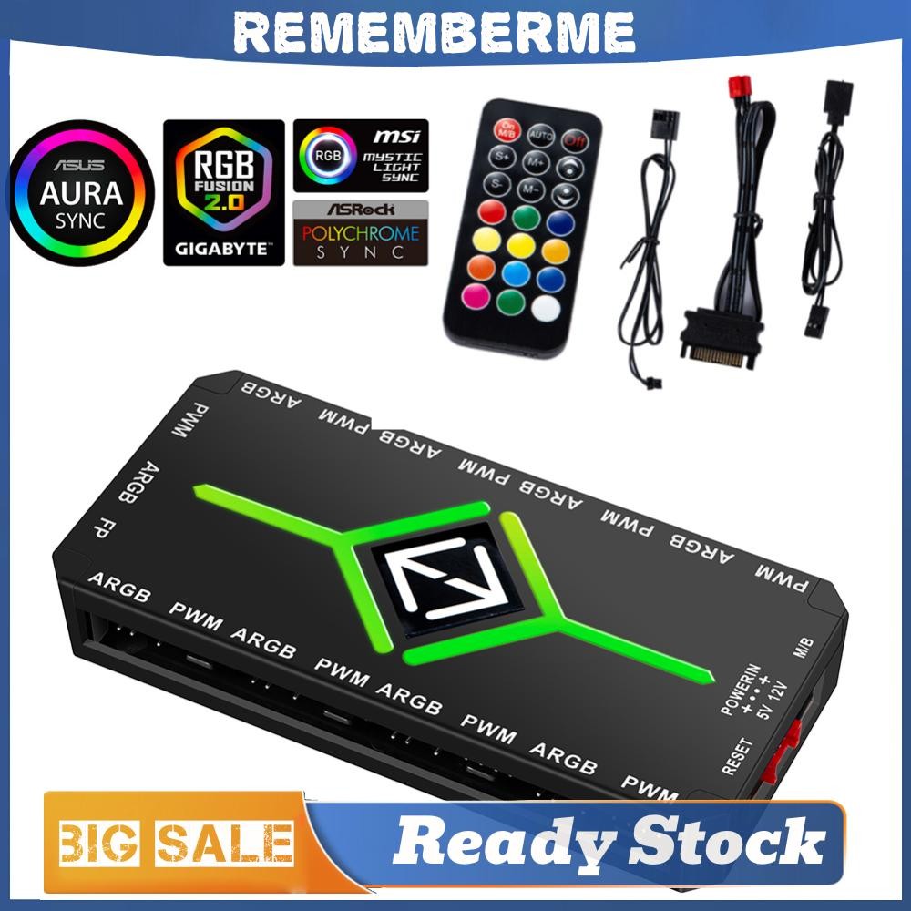🚚จัดส่งในกรุงเทพฯ🚚1 ถึง 9 3 ใน 1 PWM ARGB Fan Hub Splitter PWM ฮับดูดแม่เหล็กพร้อมรีโมท