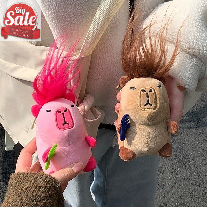 Af สร้างสรรค์น่ารัก Capybara ตุ๊กตาพวงกุญแจแฟชั่นตุ๊กตาสัตว์ตุ๊กตาพวงกุญแจรถพวงกุญแจกระเป๋าเป้สะพายหลังจี้อุปกรณ์ตกแต่งของขวัญ A