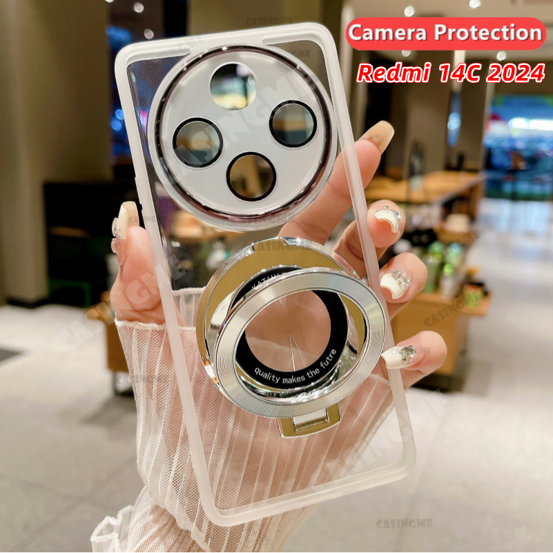 Redmi 14C 2024 ขาตั้งแม่เหล็กสําหรับ Redmi 14C Redmi14C 14 C C14 4G 5G 2024 ผู้ถือ Len กล้อง Shcokproof เคสโทรศัพท์โปร่งใสนุ่มปกหลัง