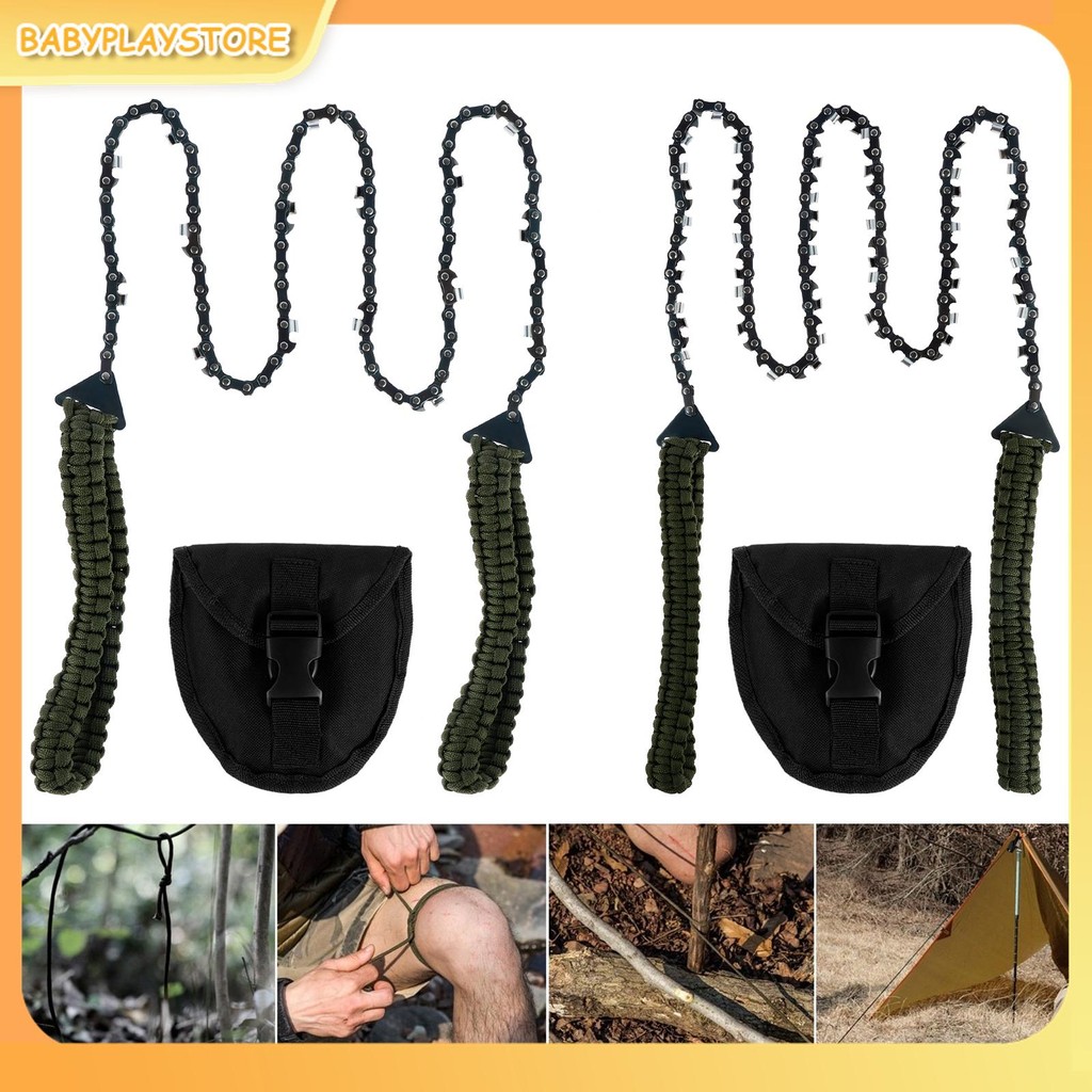 Pocket Chainsaw 36 นิ้ว 48 ฟัน/16 ฟัน Camping เลื่อยโซ่ Paracord Handle พับมือเลื่อยโซ่สําหรับตัดไม้ SHOPQJC5742