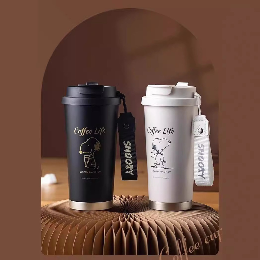 Snoopy Snoopy Thermos Cup Simple Office High-Appearance Assembled Straw Water Cup 2024 ถ้วยสไตล์ใหม่