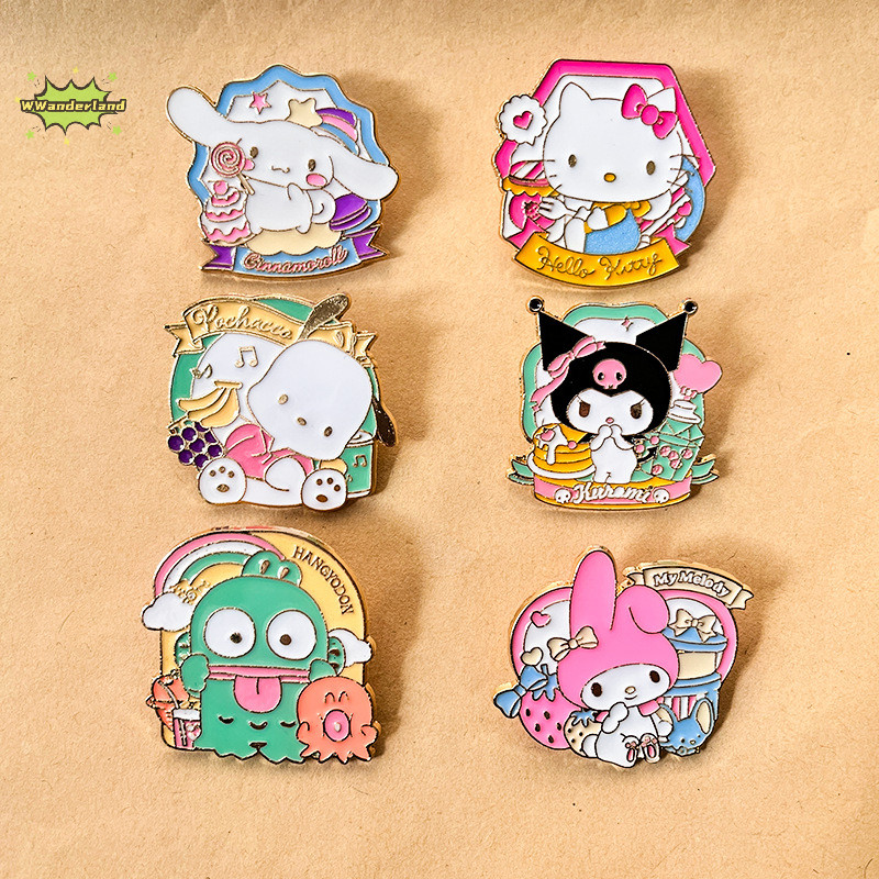 [WWanderland] การ์ตูน Pochacco Kuromi Cinnamoroll Melody เข็มกลัดเคลือบปกป้ายน่ารักอะนิเมะ Pins กระเป๋าเป้สะพายหลังอุปกรณ์ตกแต่งของขวัญ [ใหม่]